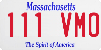 MA license plate 111VM0