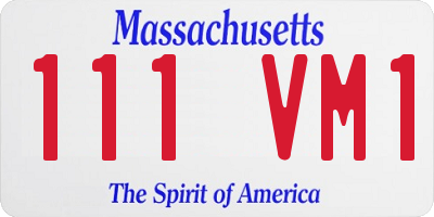 MA license plate 111VM1