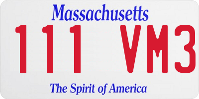MA license plate 111VM3