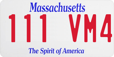 MA license plate 111VM4