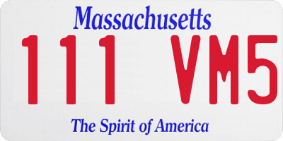 MA license plate 111VM5