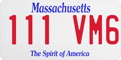 MA license plate 111VM6