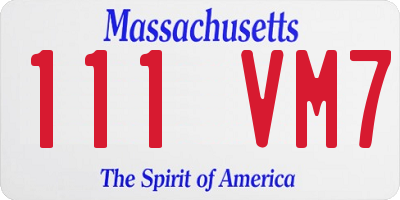 MA license plate 111VM7
