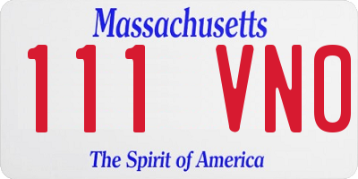 MA license plate 111VN0