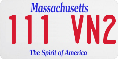 MA license plate 111VN2