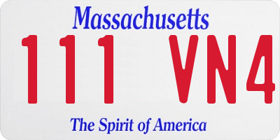 MA license plate 111VN4