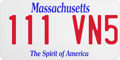 MA license plate 111VN5