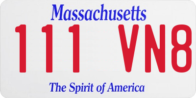 MA license plate 111VN8