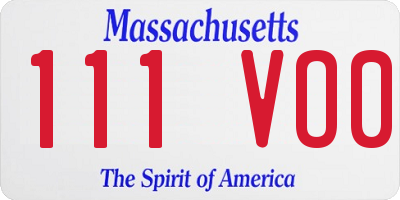 MA license plate 111VO0