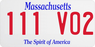 MA license plate 111VO2