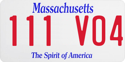 MA license plate 111VO4