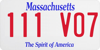 MA license plate 111VO7