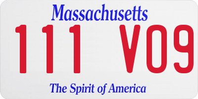 MA license plate 111VO9
