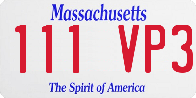 MA license plate 111VP3