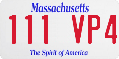 MA license plate 111VP4