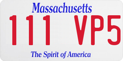 MA license plate 111VP5