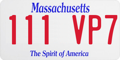 MA license plate 111VP7