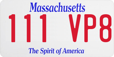 MA license plate 111VP8