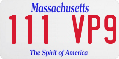 MA license plate 111VP9