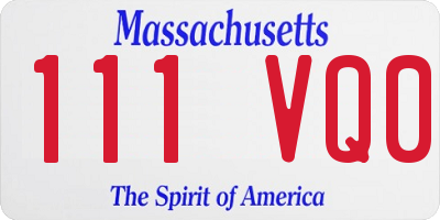 MA license plate 111VQ0