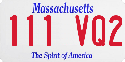 MA license plate 111VQ2