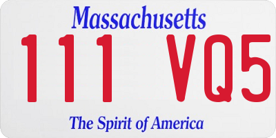 MA license plate 111VQ5