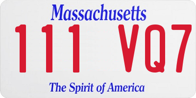MA license plate 111VQ7