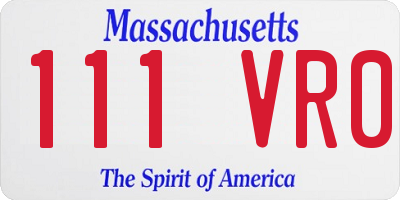MA license plate 111VR0
