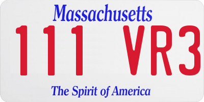 MA license plate 111VR3