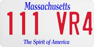 MA license plate 111VR4