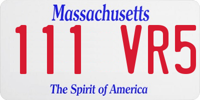 MA license plate 111VR5