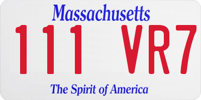 MA license plate 111VR7