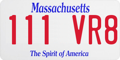 MA license plate 111VR8