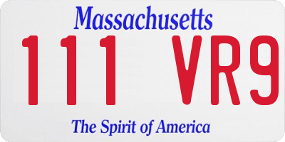 MA license plate 111VR9
