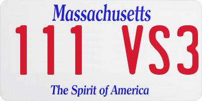 MA license plate 111VS3
