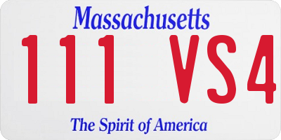MA license plate 111VS4