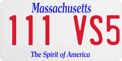 MA license plate 111VS5