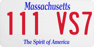 MA license plate 111VS7