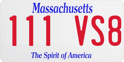 MA license plate 111VS8