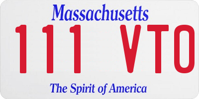 MA license plate 111VT0