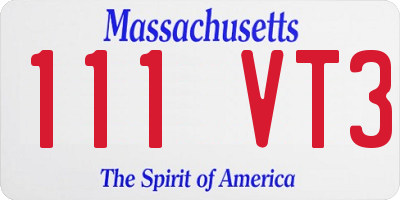 MA license plate 111VT3