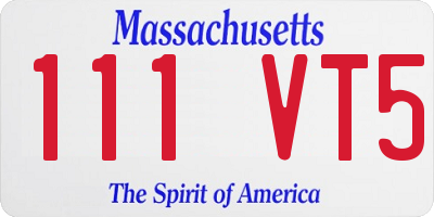 MA license plate 111VT5