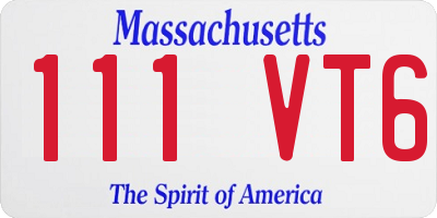 MA license plate 111VT6