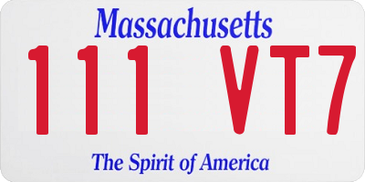 MA license plate 111VT7