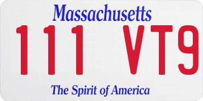 MA license plate 111VT9