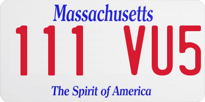 MA license plate 111VU5