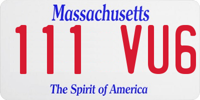 MA license plate 111VU6