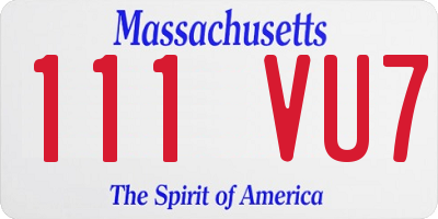 MA license plate 111VU7