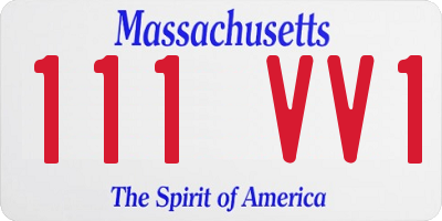 MA license plate 111VV1