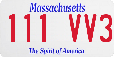 MA license plate 111VV3